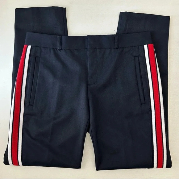 Banana Republic Avery Straight Fit Ankle Pants Side Stripes Cropped Navy Blue 0 - Picture 14 of 14